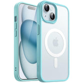 JETech Magnetic Case for iPhone 15 Plus 6.7-Inch Compatible with MagSafe, Translucent Matte Back Slim Shockproof Phone Cover (Bright Blue)
